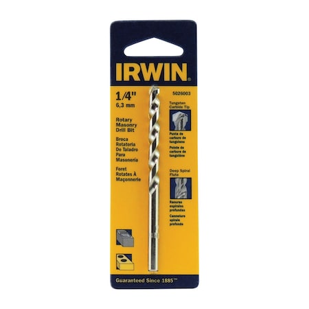 Irwin Irwin 1/4 in. X 4 in. L Tungsten Carbide Tipped Rotary Drill Bit Straight Shank 1 pc 5026003
